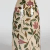 Aardewerk Vaas Handgeschilderd ‘Sakura’ L kopen | Beige Groen Oudroze 18x41cm | Chique Living