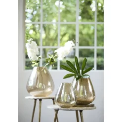 Amber Windlicht/Vaas 'Laterza' – Steenslag Glas | Chique-Living