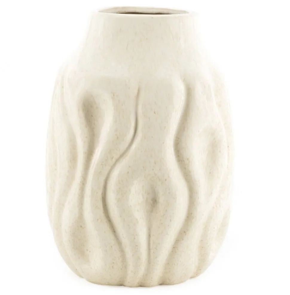Beige Vaas ‘Waves’ | 18x18x25,5cm | Chique-Living