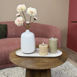 Beige Vaasje Spikkels 22 cm – Crème Vaas met Taupe Spikkels | Smalle Hals