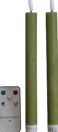 Countryfield LED Dinerkaarsen Groen – Set van 2 met Afstandsbediening | 23cm