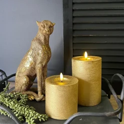 Countryfield LED Stompkaars Metallic Goud – 10cm Breed | Luxe Wax Kaarsen op Batterij | 2 Maten