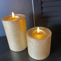 Countryfield LED Stompkaars Metallic Goud – 10cm Breed | Luxe Wax Kaarsen op Batterij | 2 Maten