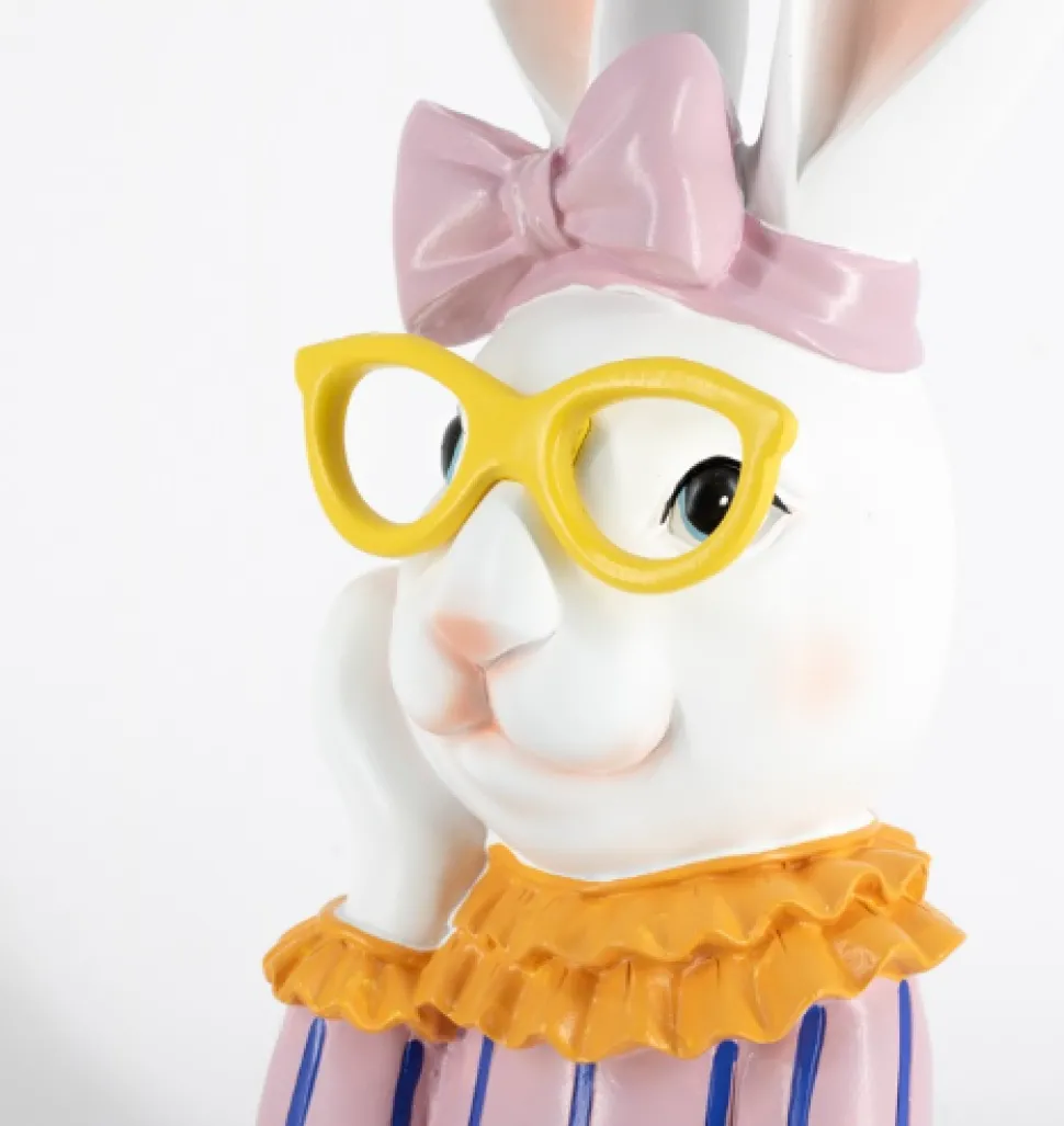 Decoratief Beeld Striped Rabbit – Konijnenbeeld | 38 cm