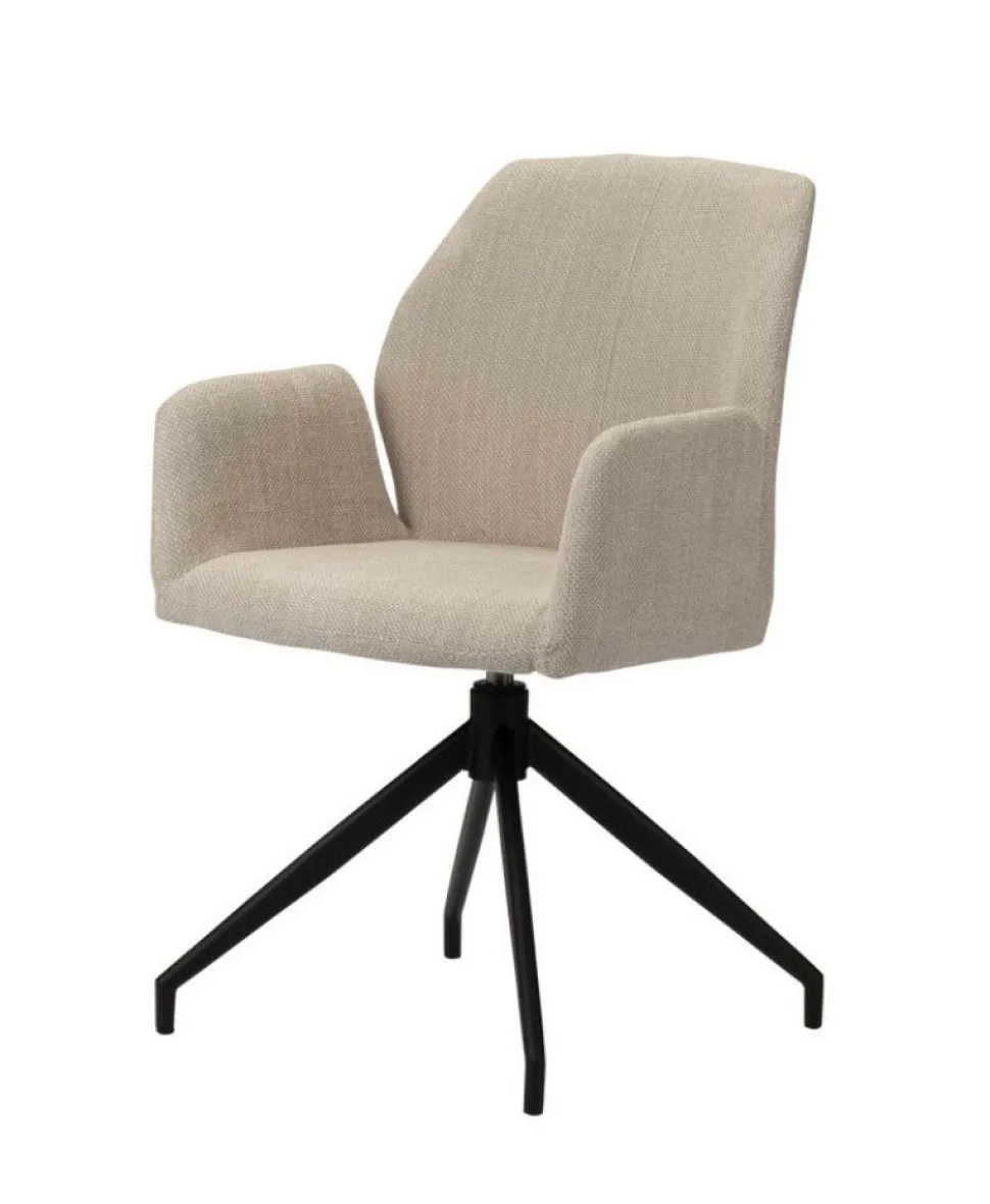Draaibare Eetkamerstoel Storm | Beige Velvet Stoelen met Armleuning – Chique Living