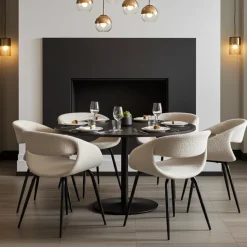 Eetkamerstoel Whale Wit / Off White | Moderne Stoel met Armleuning – Chique Living