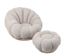 Fauteuil Poppy – Bouclé Beige | 97x97x69 cm