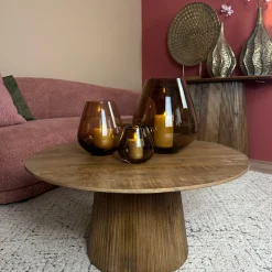 Glazen 'Tasman' Windlicht | Brown | Verkrijgbaar in 3 maten | Chique-Living
