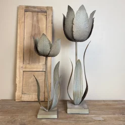Hoge Kandelaar Tulp | Antique Taupe | In 2 maten | Chique-Living