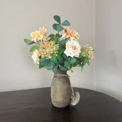 Houten Pot Inclusief Zijden Bloemen Boeket | Chique-Living