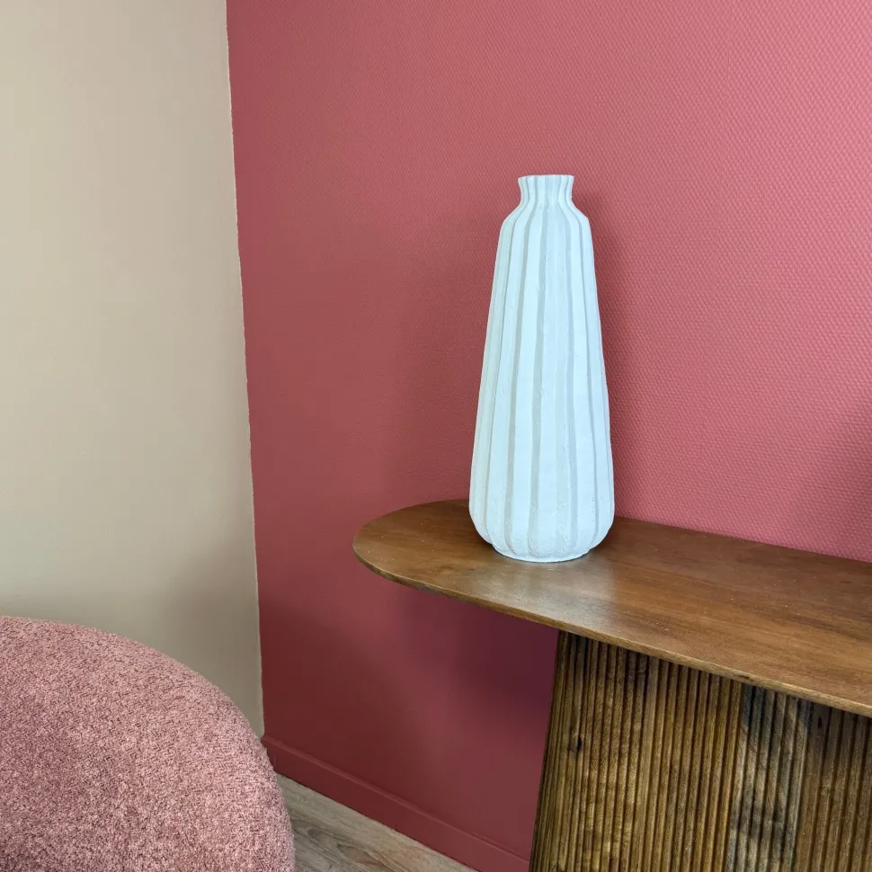 Ivory Japandi Vaas Hoog Smal – 51cm Aardewerk Vaas | Minimalistisch Design