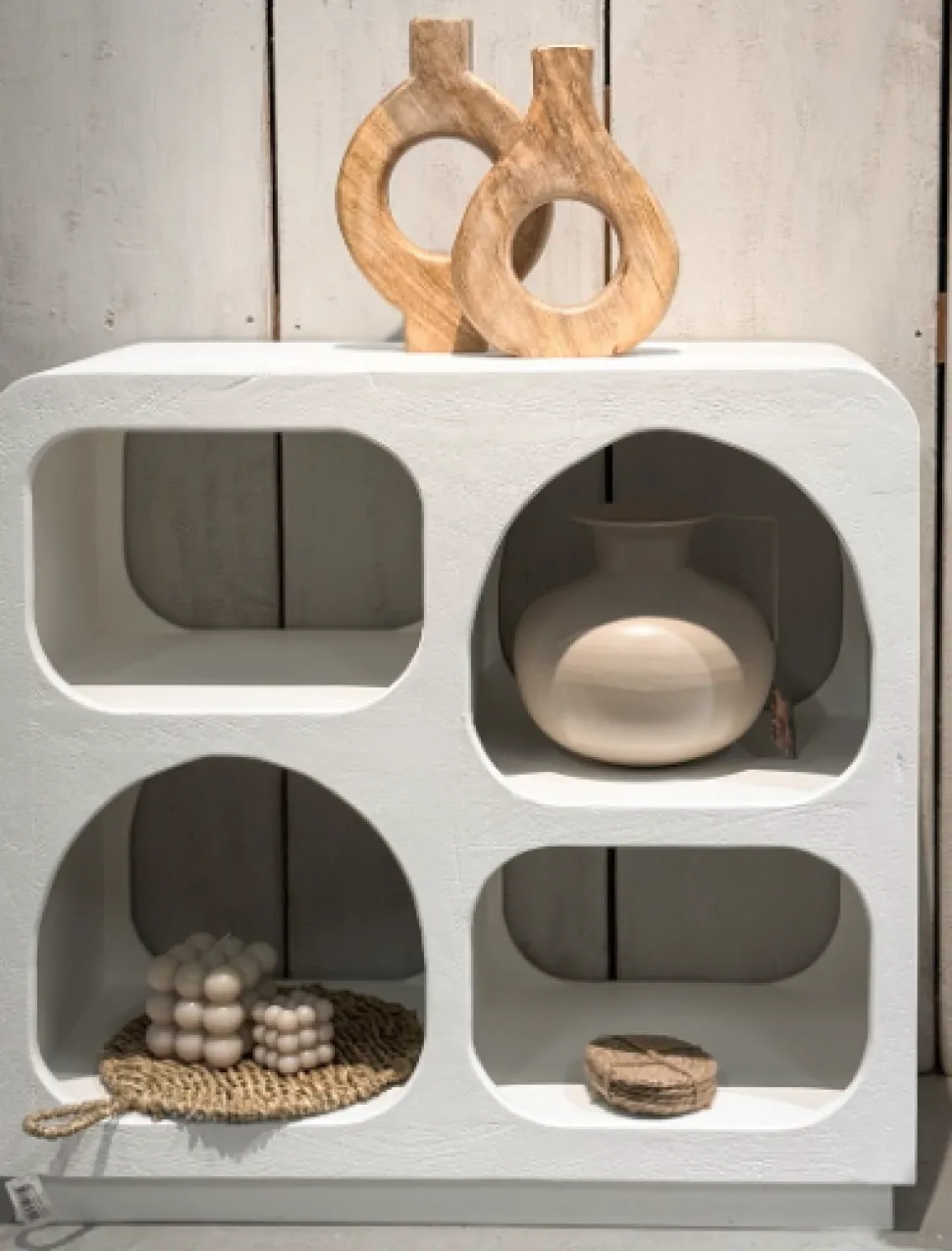 Japandi Side Table Vakkenkast – Hout 80x35x75 cm