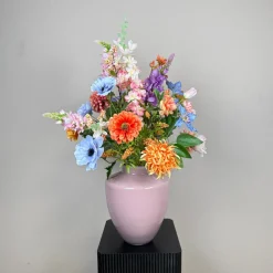 Kunstbloemen Boeket ‘Kaar’ | Inclusief Oudroze Tugela Vaas | Chique-Living