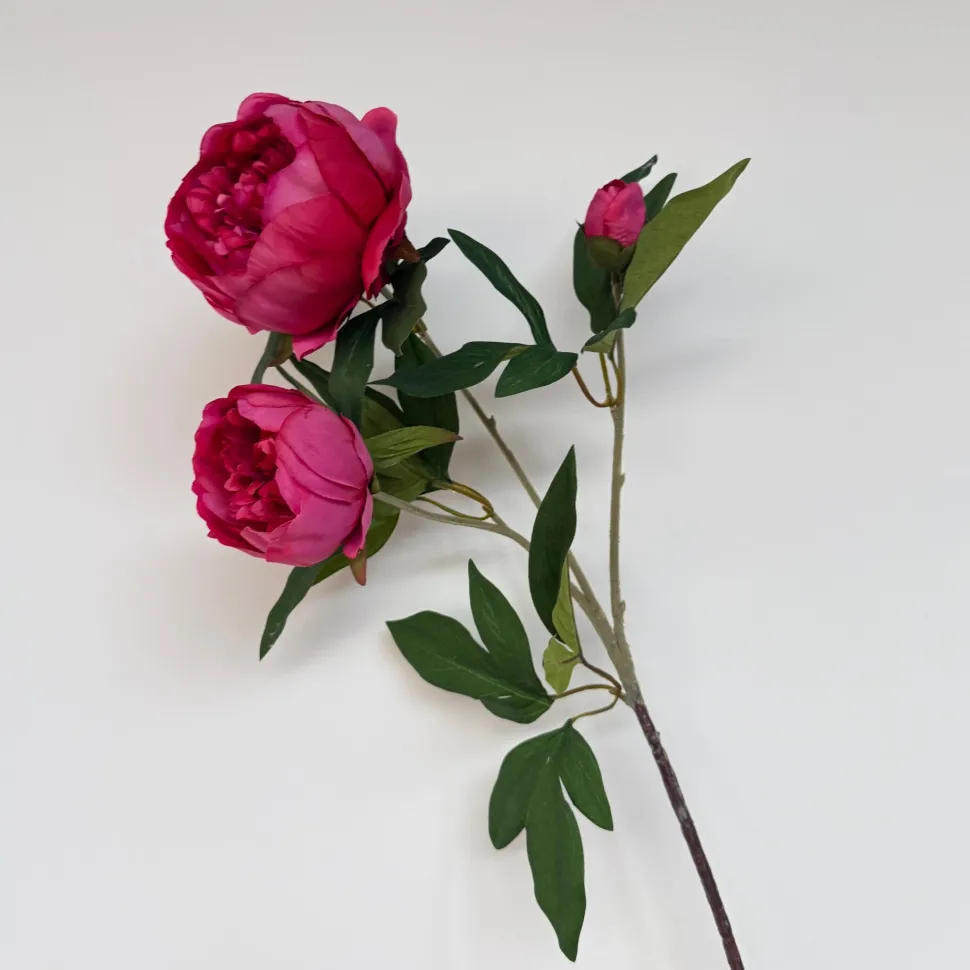 Kunstbloemen Pioenroos Donkerroze 69cm – Rijke, Romantische Bloem