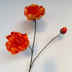 Kunstbloemen Pioenroos Fel Oranje 65cm – Zonder Blad, Krachtige Kleur