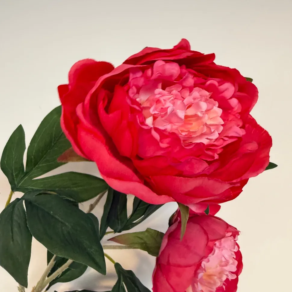 Kunstbloemen Pioenroos Koraal 69cm – Warme, Volle Bloem