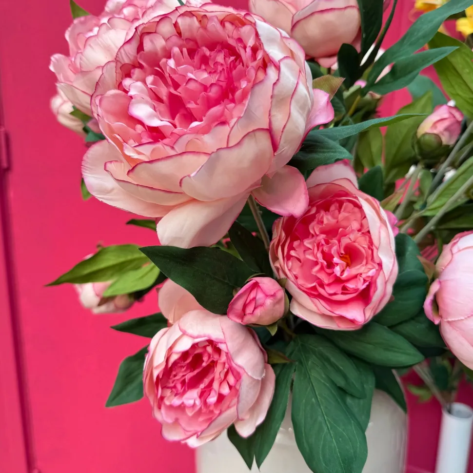 Kunstbloemen Pioenroos Roze 69cm – Romantische, Volle Bloem
