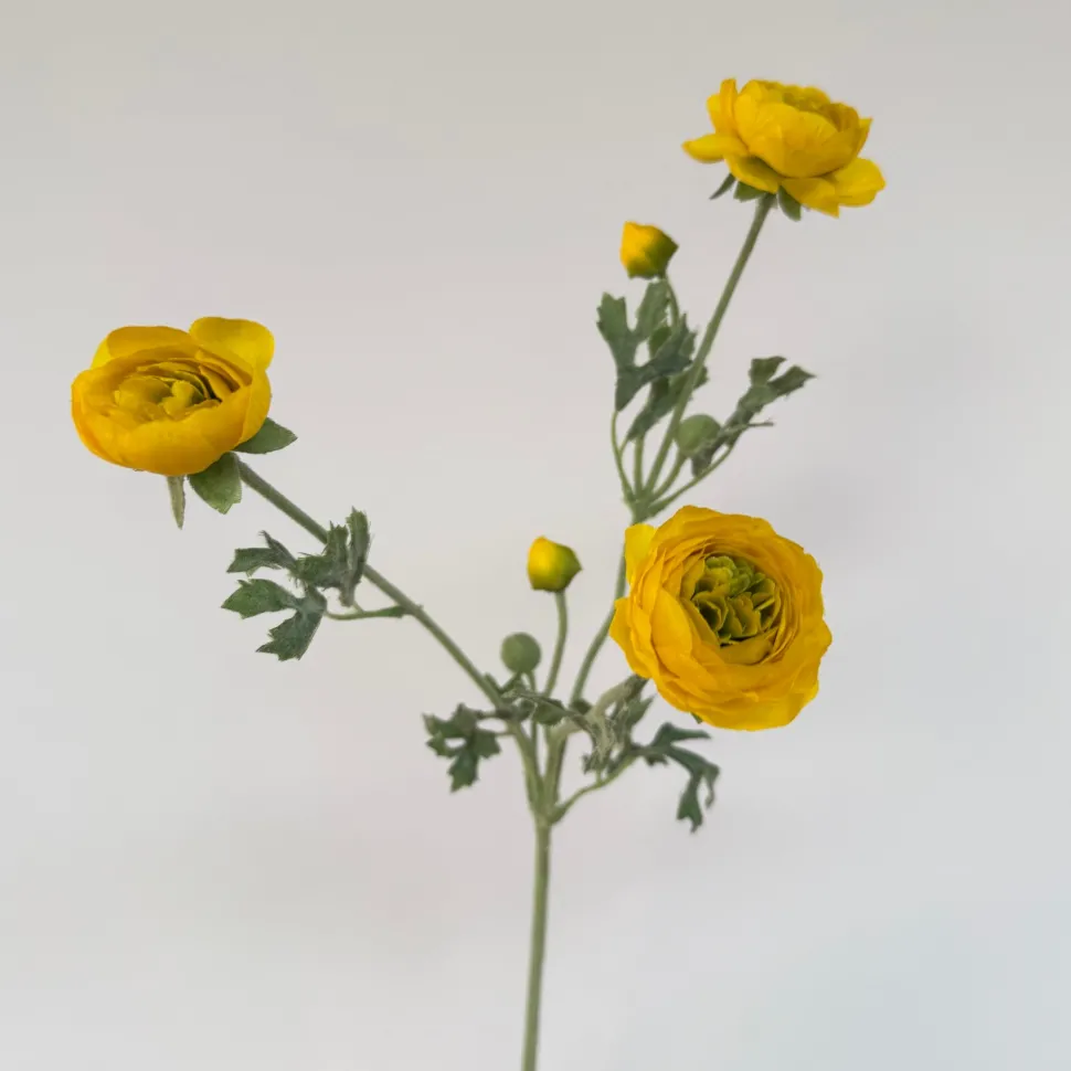Kunstbloemen Ranonkel Geel 65cm – Tak met 3 Bloemen