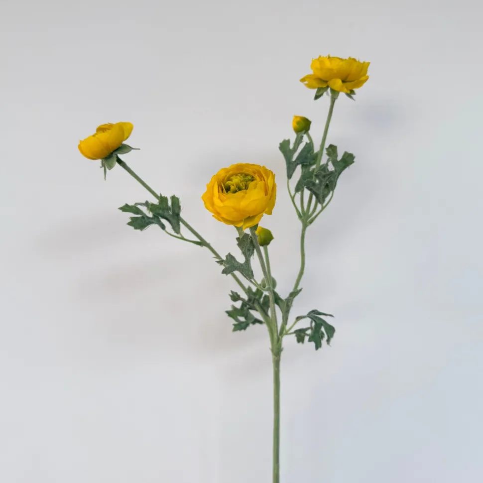 Kunstbloemen Ranonkel Geel 65cm – Tak met 3 Bloemen
