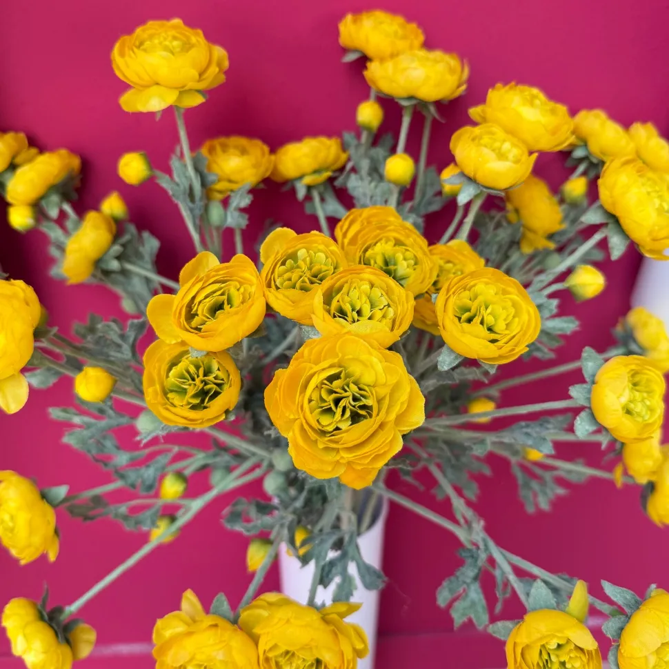 Kunstbloemen Ranonkel Geel 65cm – Tak met 3 Bloemen