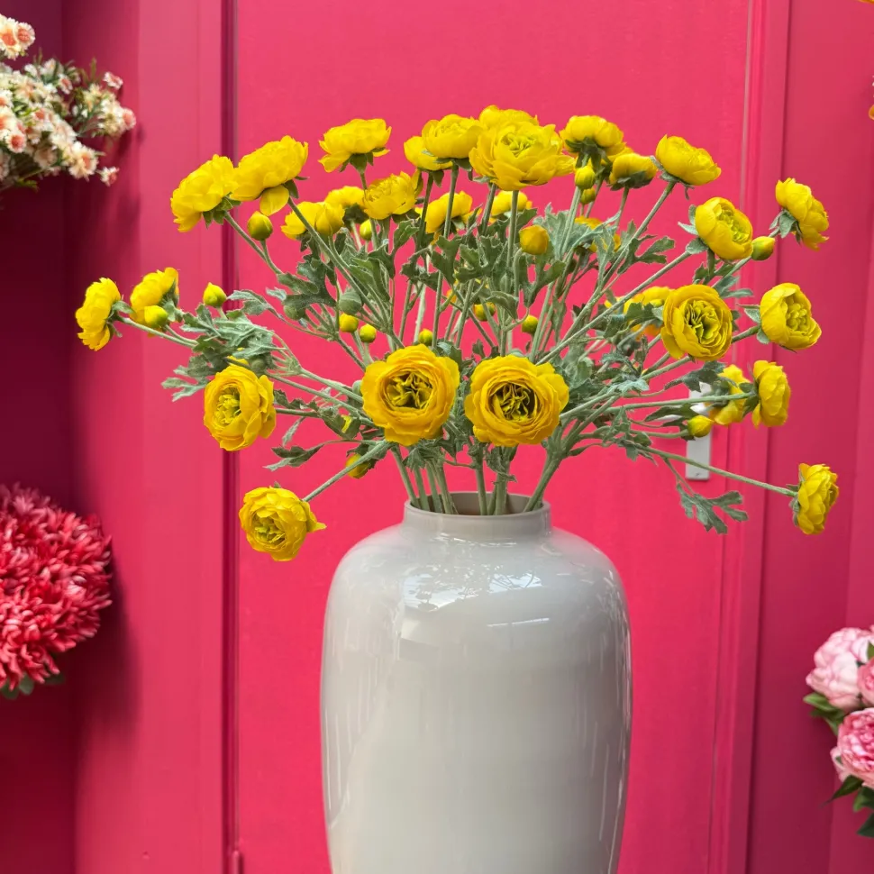 Kunstbloemen Ranonkel Geel 65cm – Tak met 3 Bloemen
