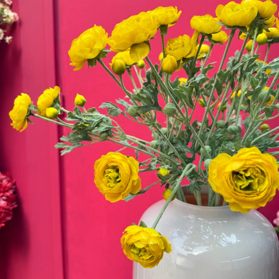 Kunstbloemen Ranonkel Geel 65cm – Tak met 3 Bloemen