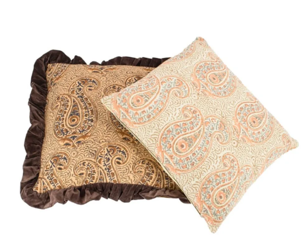Kussen ‘Batik met Roezels’ Sandstone kopen | Luxe Sierkussen 45x45cm met Print | Chique Living