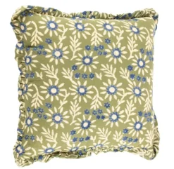 Kussen ‘Floral met Roezels’ Smaragd kopen | Luxe Sierkussen 45x45cm met Bloemmotief | Chique Living