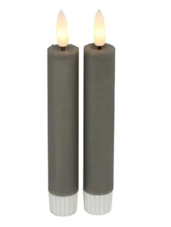 LED Dinerkaarsen Met Afstandsbediening | Grijs | Ø2,2x15cm | Countryfield | Set van 2 | Chique-Living