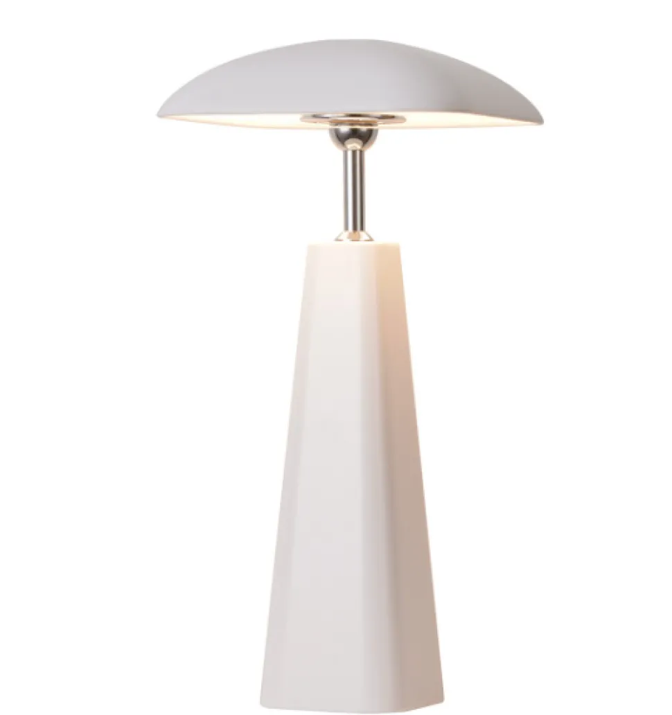 LED Tafellamp 'Piazza' Op Accu | Wit | 16,5x16,5x36cm | Chique-Living