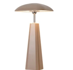 LED Tafellamp 'Piazza' Op Accu | Taupe | 16,5x16,5x36cm | Chique-Living