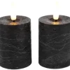 Mini LED Stompkaarsen Zwart – Set van 2 | Realistische Wax Kaarsen op AAA-batterijen