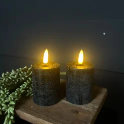 Mini LED Stompkaarsen Zwart – Set van 2 | Realistische Wax Kaarsen op AAA-batterijen