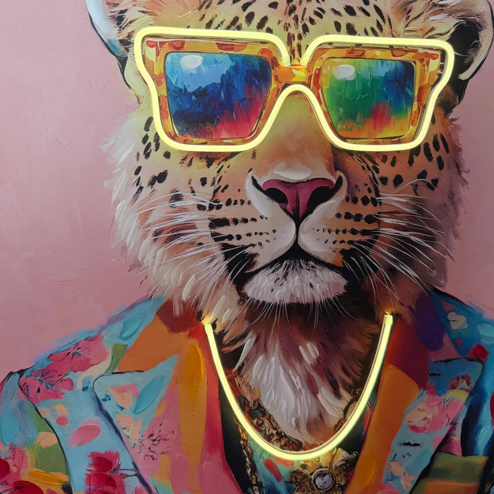 Neon LED Schilderij | Fancy Tiger | 84x84x4cm | Chique-Living