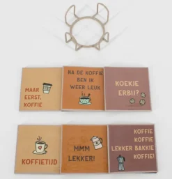 Onderzetters met Houder – Koffie Quotes (6 stuks) | Chique-Living