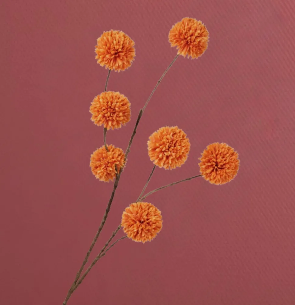 PRE ORDER Kunstbloemen ‘PomPom’ | Oranje | 98cm | Chique-Living