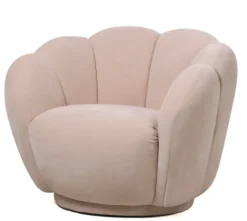 Schelp Fauteuil Liora Beige – Luxe Velvet Draai Fauteuil 93x81x70 cm
