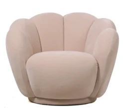 Schelp Fauteuil Liora Beige – Luxe Velvet Draai Fauteuil 93x81x70 cm