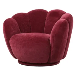 Schelp Fauteuil Liora Burgundy – Luxe Draai Fauteuil Velvet 93x81x70 cm