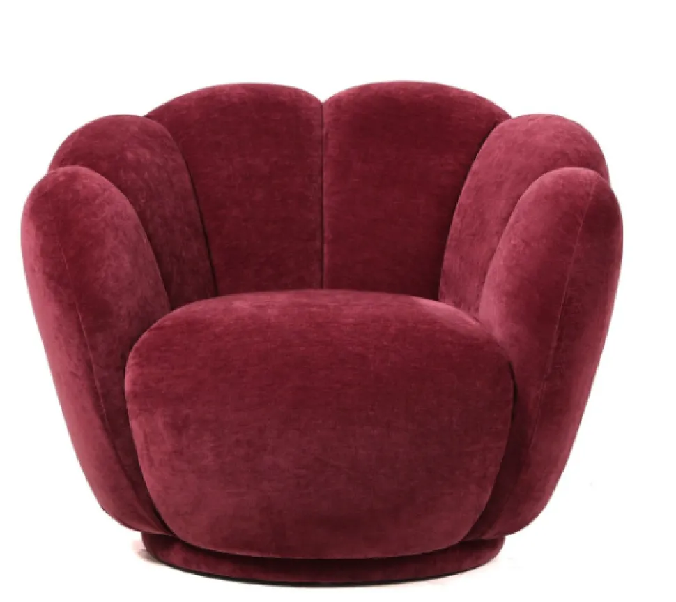 Schelp Fauteuil Liora Burgundy – Luxe Draai Fauteuil Velvet 93x81x70 cm