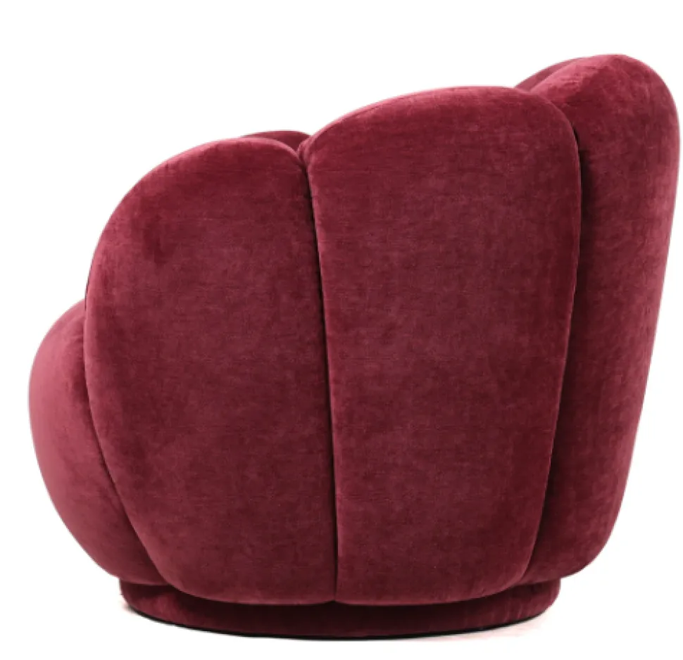 Schelp Fauteuil Liora Burgundy – Luxe Draai Fauteuil Velvet 93x81x70 cm