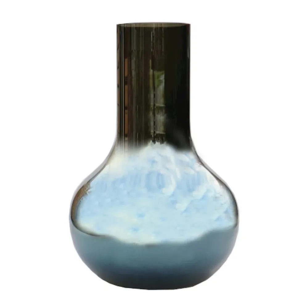 Seim Vaas Gloss Grey – Ø25,5 x H37 cm | Glazen designvaas