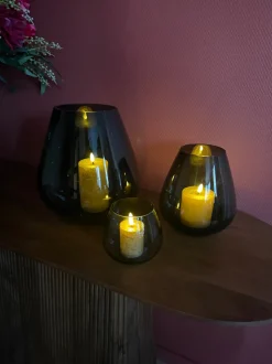 Tasman Windlichten Set Van 3 | Smoke Black | Chique-Living
