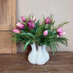 Toetervaas Met Real Touch Tulpen Boeket | Chique-Living
