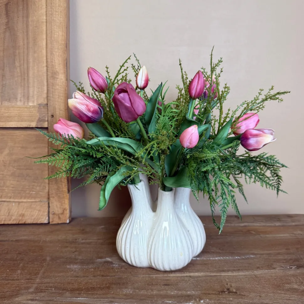 Toetervaas Met Real Touch Tulpen Boeket | Chique-Living