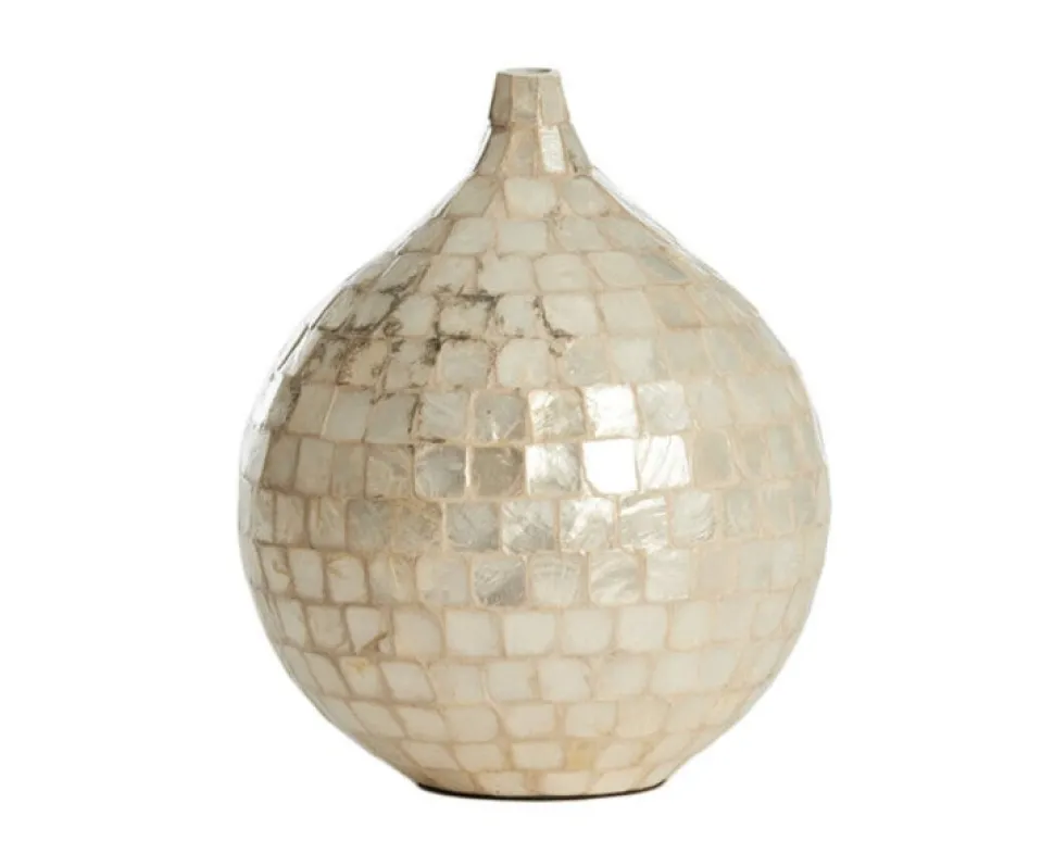 Vaas Bamboe Elorza Beige Champagne | Ø22x25 cm | Chique Living