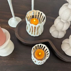 Waxinelichthouder 'TIVOLI' | Creme | In 2 maten | Chique-Living