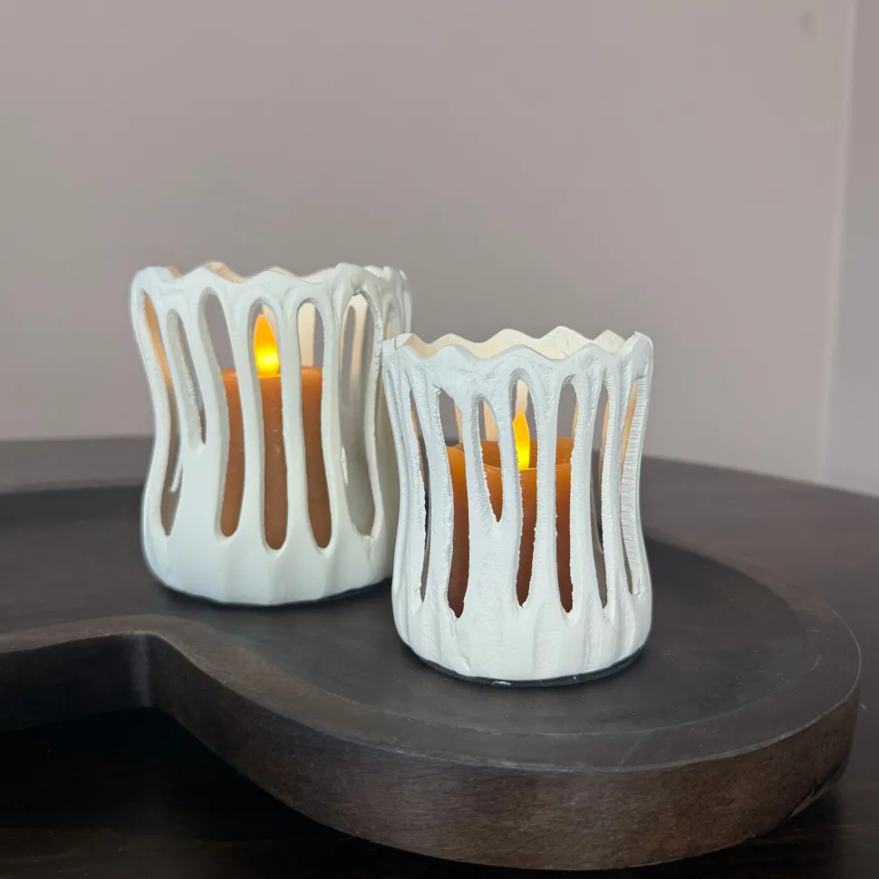 Waxinelichthouder 'TIVOLI' | Creme | In 2 maten | Chique-Living