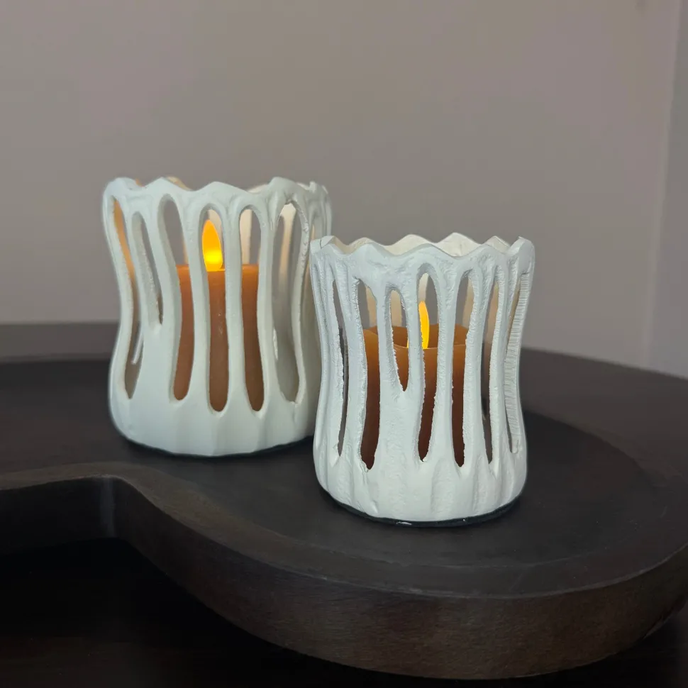 Waxinelichthouder 'TIVOLI' | Creme | In 2 maten | Chique-Living