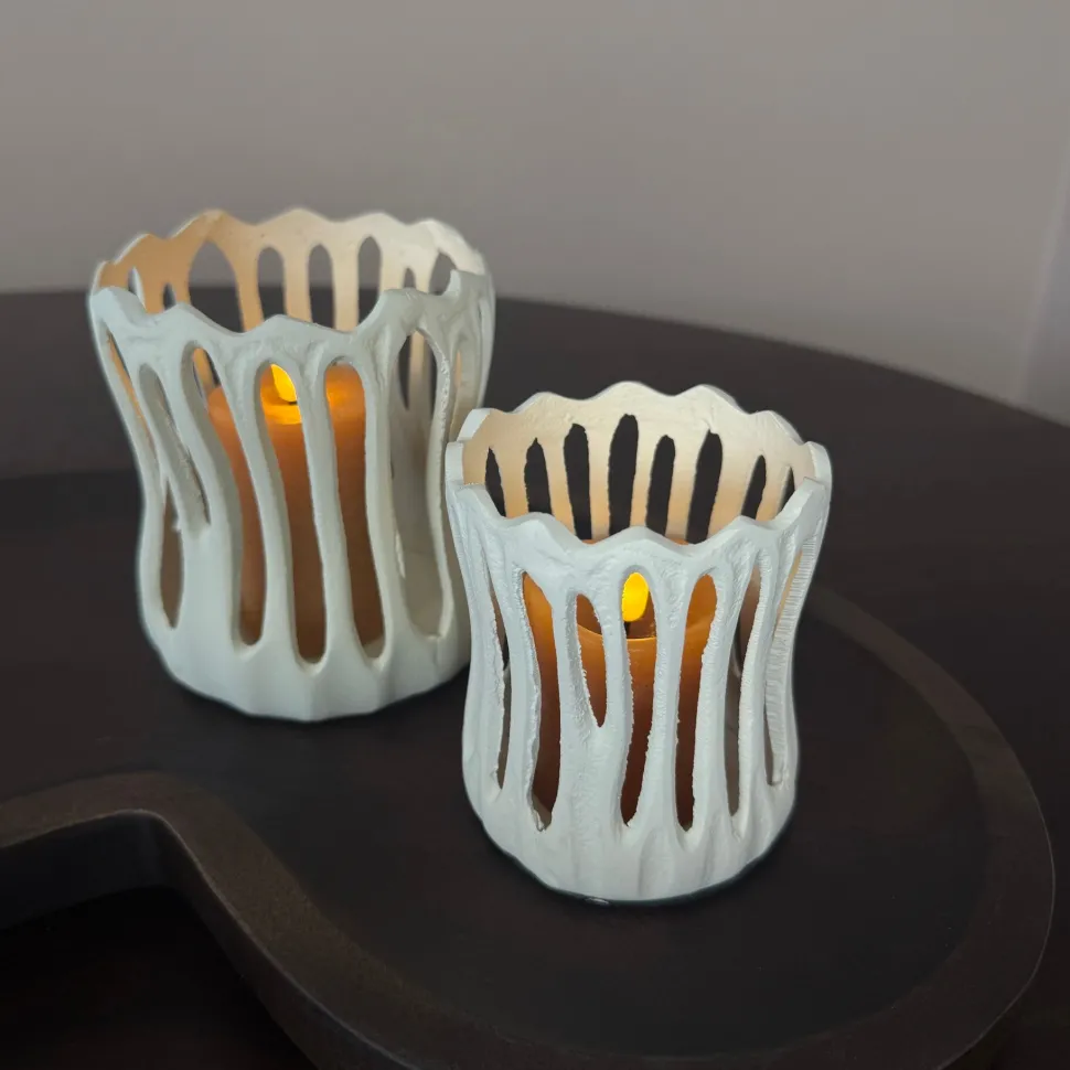 Waxinelichthouder 'TIVOLI' | Creme | In 2 maten | Chique-Living